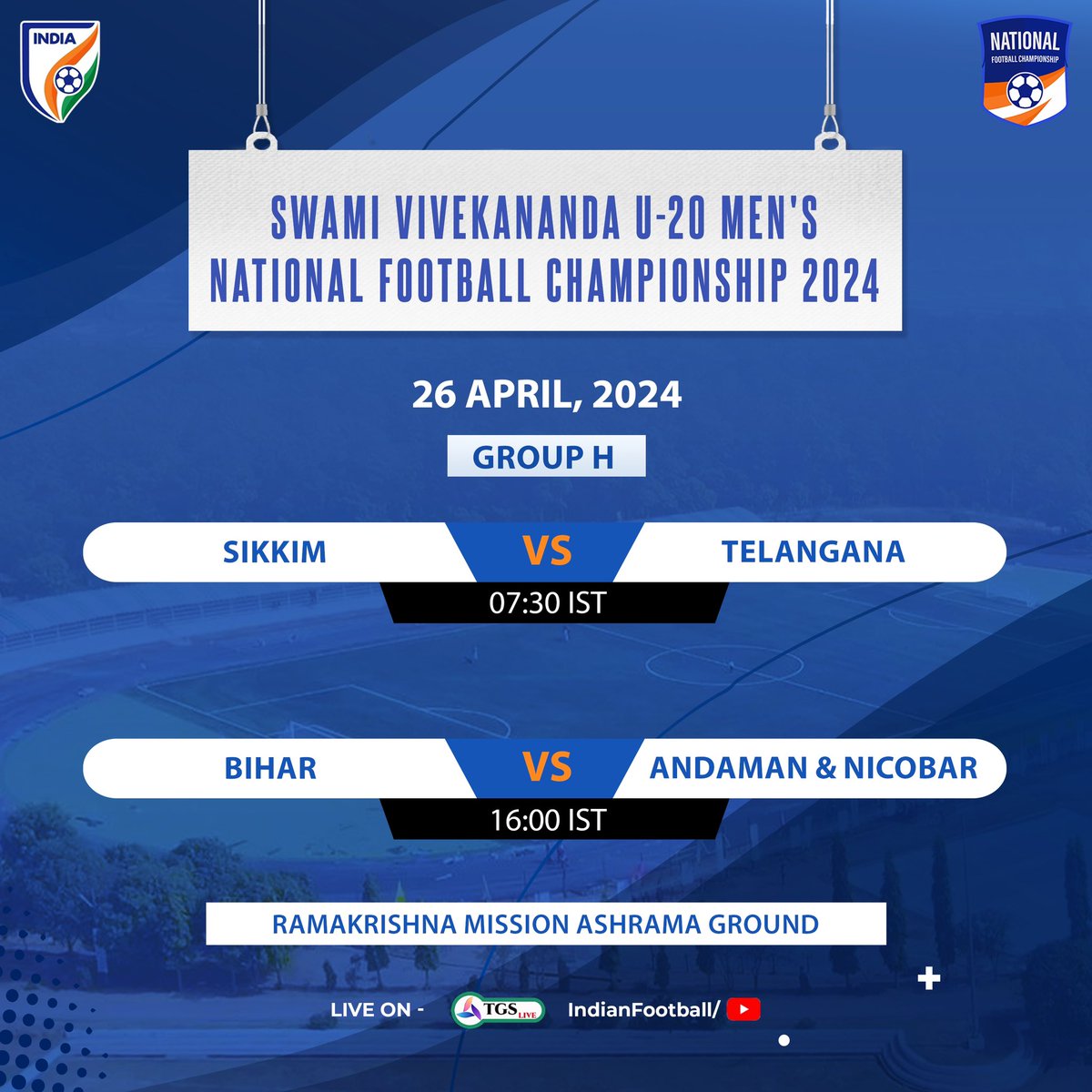 Sikkim faces off Telangana in a must-win encounter in Group H of the Swami Vivekananda U20 Men's NFC, the winner earns a ticket to the quarterfinals 👊🏻⚡️ 💻 Watch LIVE on IndianFootball YouTube channel and TGS LIVE #IndianFootball ⚽️