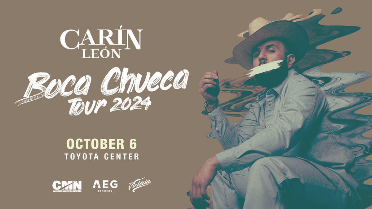 El León Viene… Carin León y su gira Boca Chueca Tour 2024 llega al Toyota Center el 6 de Octubre! Registrate en carinleonlive.com para disfrutar de la preventa, boletos a la venta el Viernes 3 de Mayo a las 10am hora local. More info: bit.ly/3Uiq9LA