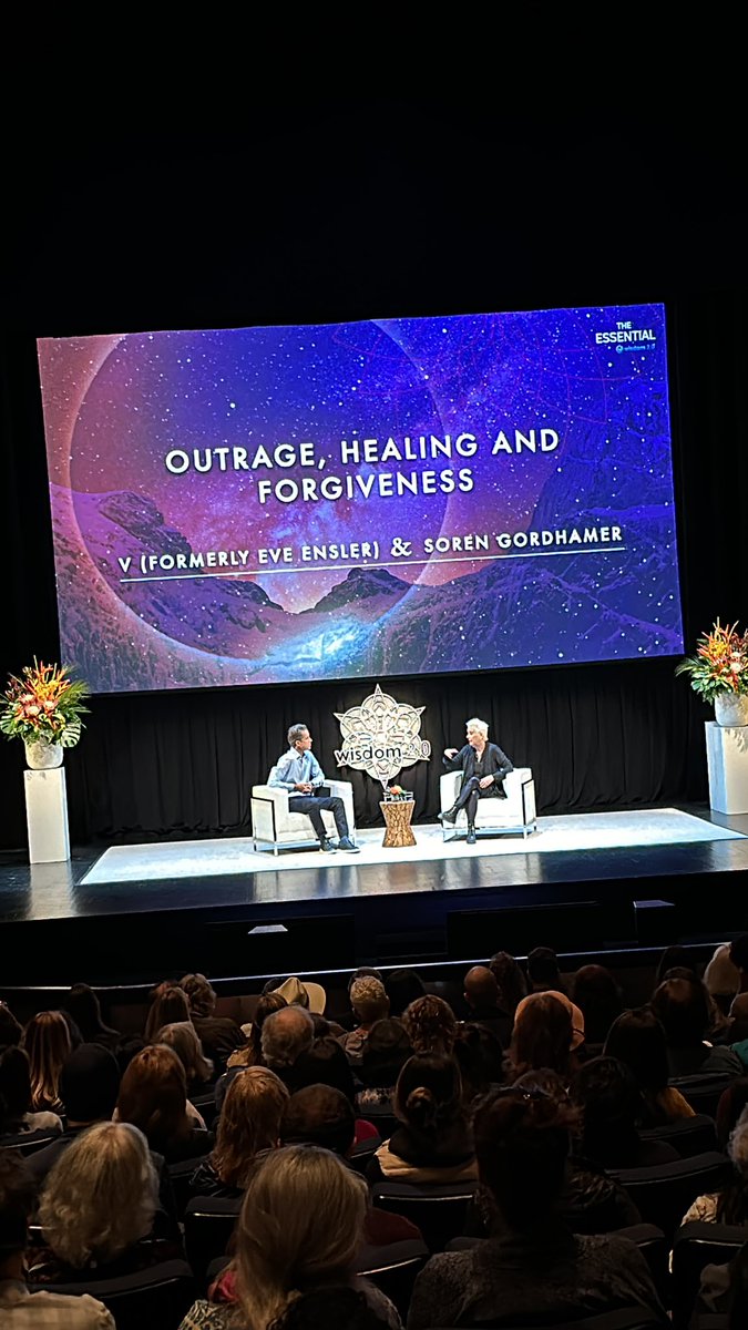 Eve Ensler kicks off
<a href="/Wisdom2conf/">Wisdom 2.0</a> 
By sharing her journey of #outrage #healing &amp; #forgiveness.