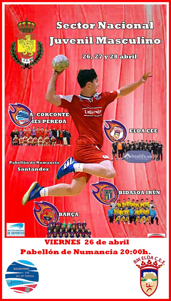 🖊️El ALBERGUE CORCONTE IES PEREDA inicia el Sector Nacional enfrentándose a los alicantinos del ELDA CEE. CAMPEONATO DE ESPAÑA JUVENIL MASCULINO SECTOR ESTATAL SANTANDER 1ª Jornada Viernes 26 - Pabellón de Numancia - 20.00h. bmiespereda.blogspot.com/2024/04/el-alb…