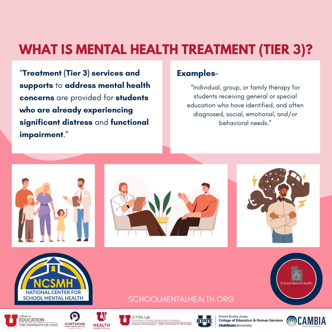 The next School MH Guide looks at Tier 2 & Tier 3 of the MTSS model: Early Intervention & Targeted Interventions. Follow the link for the entire guide!

 #UtahSchoolCounselor #SchoolMentalHealth #UtahSMHCollab 
@Cambia @uofu_hmhi @UUtah @RegenceUtah @USUAggies @UTPublicEd