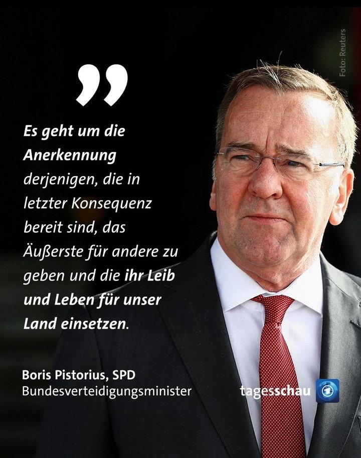 15. Juni wird...
>Nationaler Veteranentag< 🇩🇪

Für die Einführung des Gedenktages am 15. Juni stimmten die Fraktionen von SPD, Grünen, FDP, Union und AfD für den gemeinsamen Antrag der Ampel-Koalition mit der Unionsfraktion. Dagegen stimmte nur die Gruppe Die Linke.