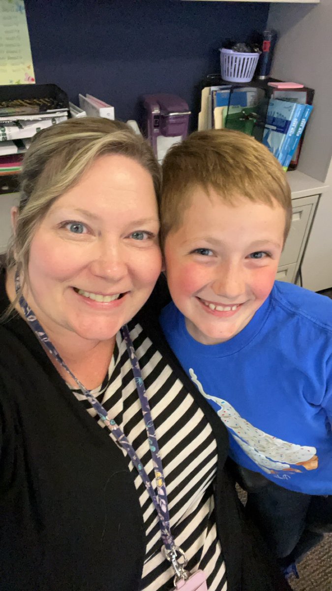 MrsKalbfleisch's tweet photo. Paxton joined me for “Take your kid to work” day.  He loved helping out in the classroom and eating lunch with the big kids, but visiting with Garth was his favorite! https://t.co/ITPq4aWuk5