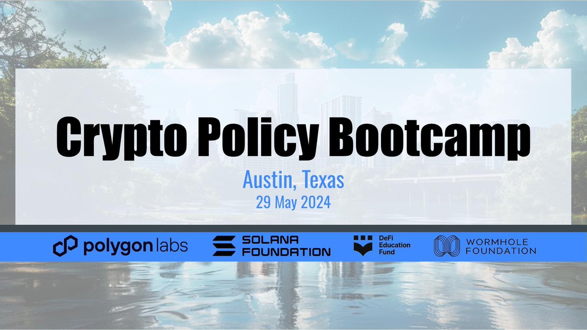 Are you a Solana builder and heading to Austin next month for @Consensus2024? You are invited to a Crypto Policy Bootcamp by Solana Foundation, @0xpolygon Labs, @WormholeFdn, and @fund_defi on May 29th! - Connect with policy experts and crypto industry leaders - Get the