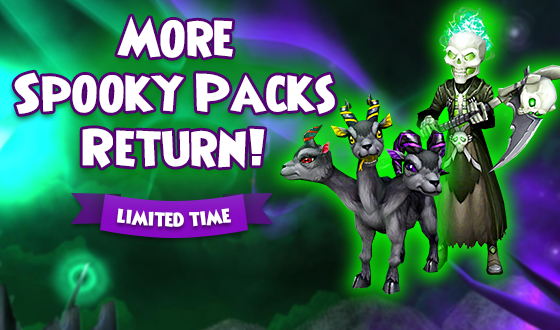 Light ... or dark? 😇😈 The Elven Nightmare Pack, Nightmare Pack, Cerberus Master Pack, and Grim Ferryman Pack are back in the Crown Shop! Don't miss out, these packs will disappear on 4/30! wizard101.com/game/eerie-apr… #Wizard101