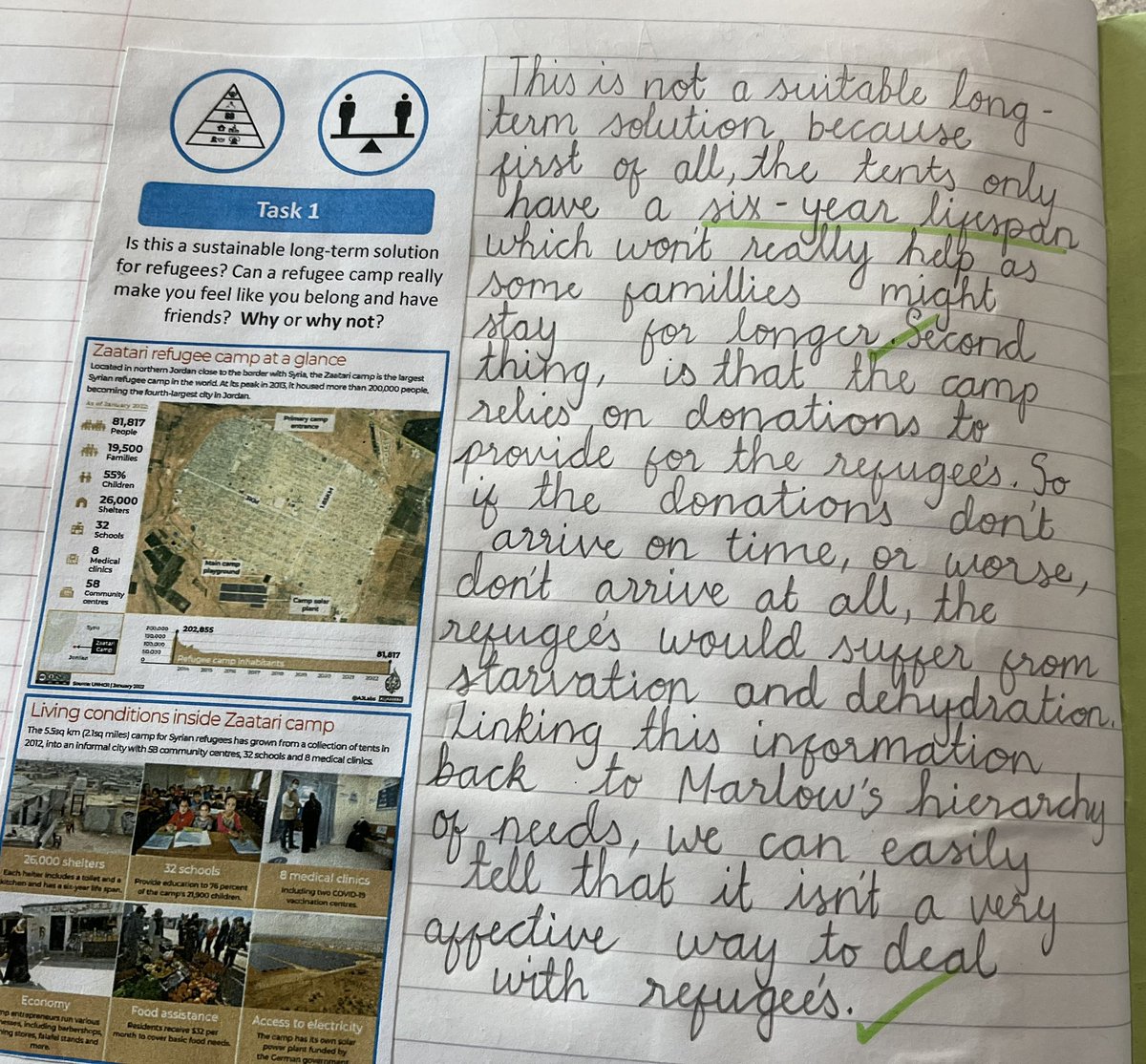 In #geography we explored the conditions within refugee camps. We used Maslow’s hierarchy to determine whether they meet basic needs or rights. I was intrigued by political cartoons & how these could be used as #retrieval tasks, worked well ☺️ #Edutwitter #Education #Teachers