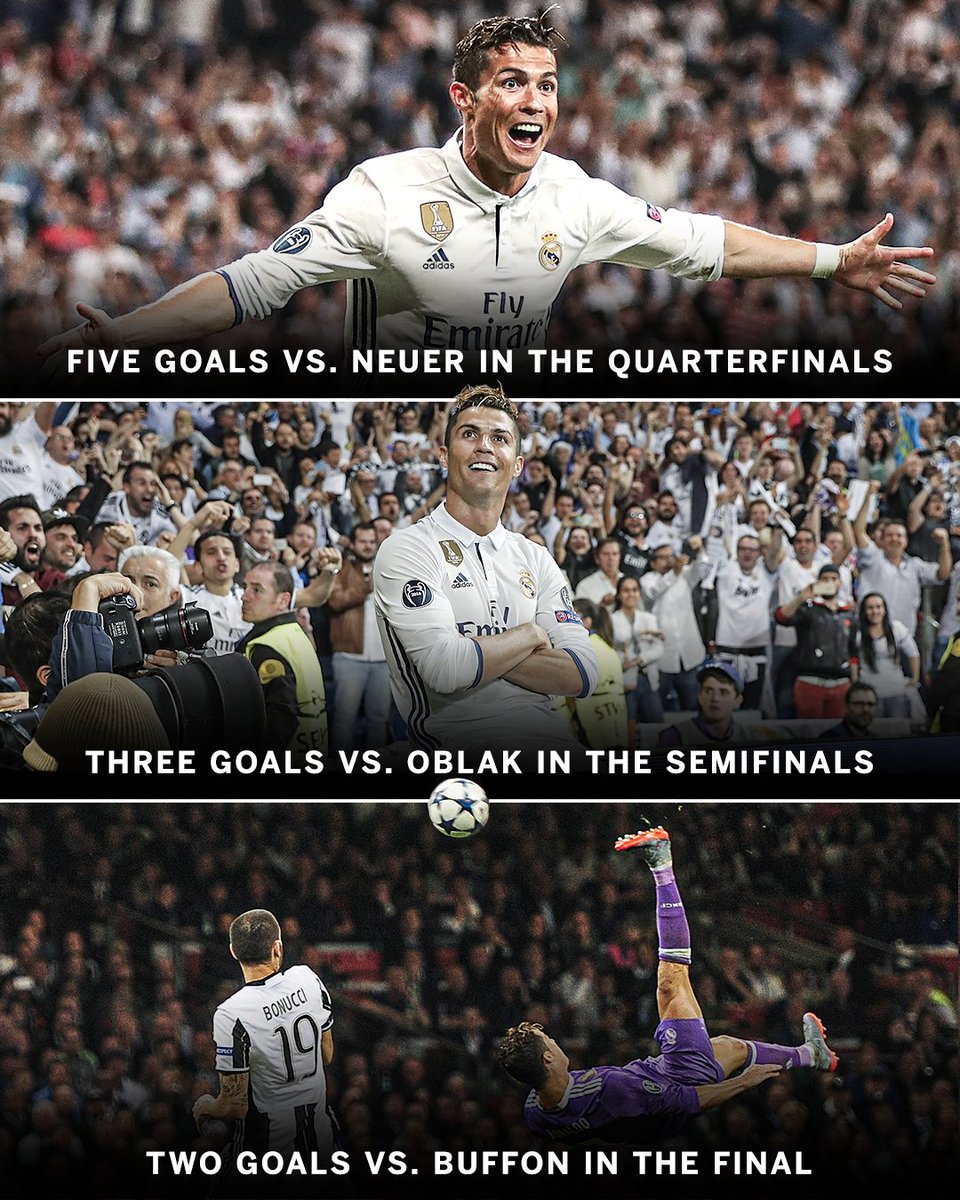 Never forget when Cristiano Ronaldo scored 10 goals in five games against three of the world's best goalkeepers to help Real Madrid win the 2016-17 Champions League 🤯🔥