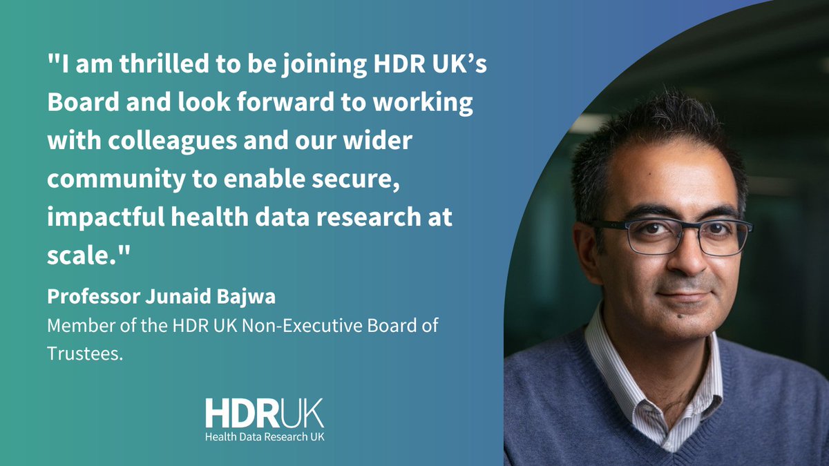 👋 We are delighted to welcome Professor Junaid Bajwa to the HDR UK Non-Executive Board of Trustees. Read more about the appointment and additional changes to the Board: hubs.li/Q02v3dr70