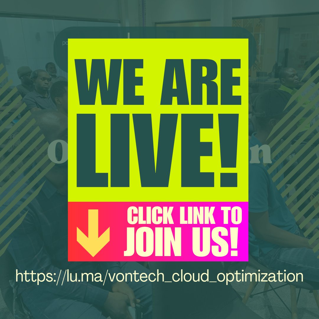 Our webinar on cloud optimization with Vontech is live now! Join us to gain valuable insights and strategies for transforming your business.

Register now: i.mtr.cool/nzmkswpgwn

#Vontechgroup #costoptimizationinthecloud #CostOptimization