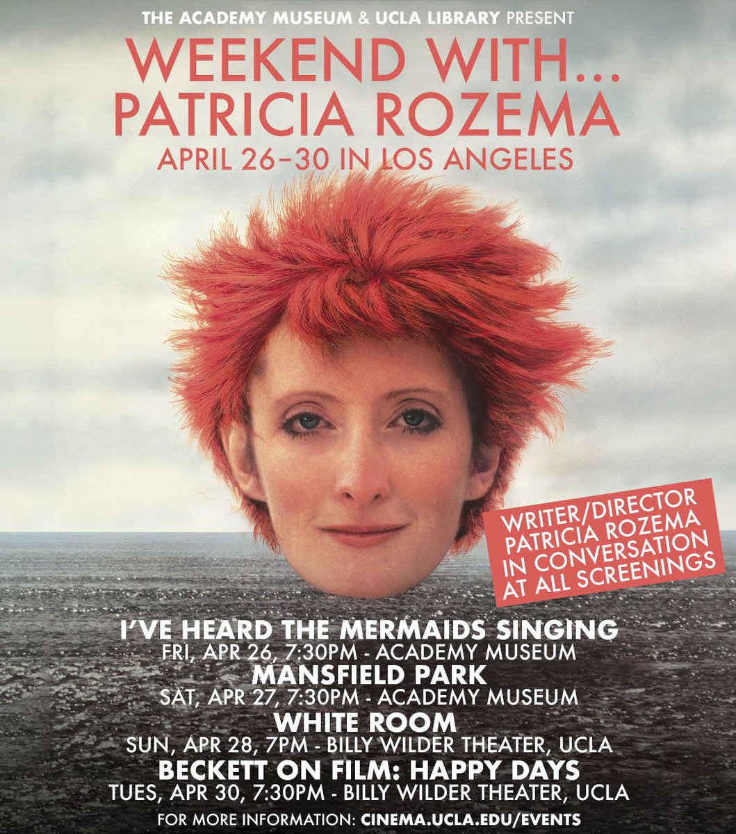 Patricia Rozema film retrospective starts tomorrow, April 26 - 30th in Los Angeles at @AcademyMuseum and @UCLAFTVArchive Filmmaker in person at all screenings. academymuseum.org/en/programs/se…