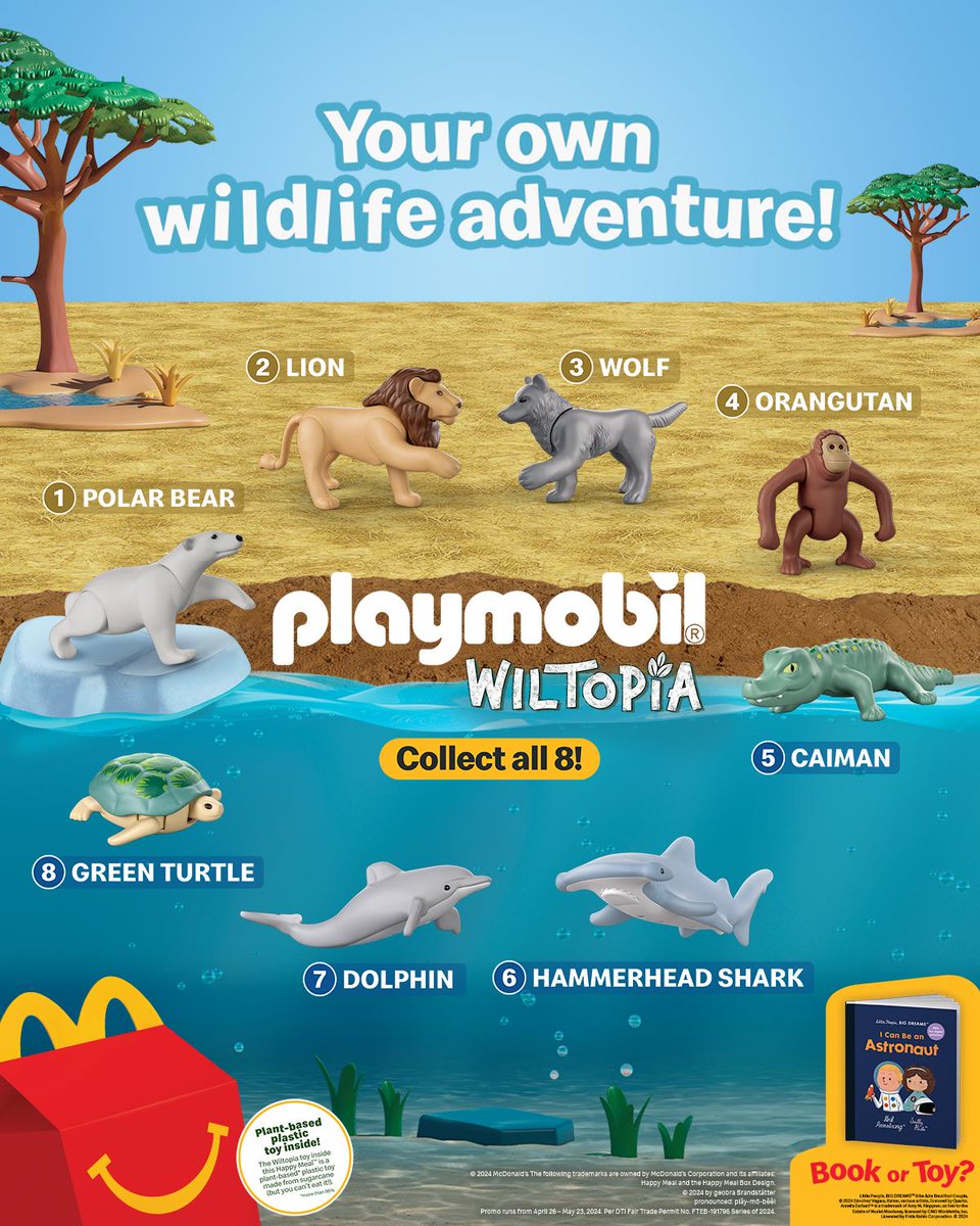 Ready for a wildlife adventure? Get a Playmobil Wiltopia toy in every Happy Meal! Order now via mcdelivery.com.ph! Promo runs from April 26 – May 23, 2024. Per DTI Fair Trade Permit No. FTEB-191796 Series of 2024. Visit tinyurl.com/HMPlaymobilBoo… for details.