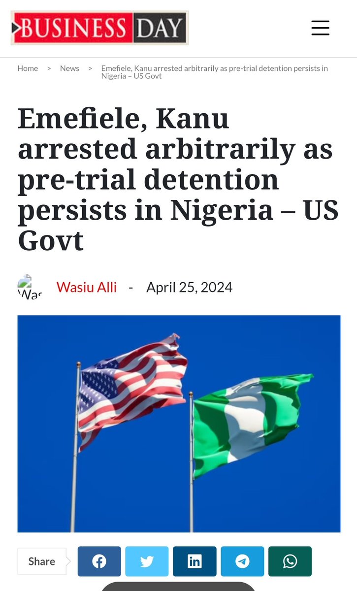 Emefiele, Kanu arrested arbitrarily as pre-trial detention persists in Nigeria – US Govt