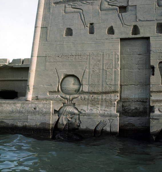 View of the Philae Temple Complex, partially submerged by the Nile flood before 1968