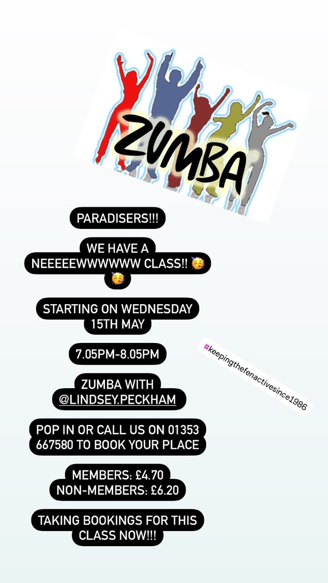 #paradisecentre #paradisecentreely #sportscentre #ely #thefens #fenlife #cambridgeshire #exercise #sport #fitness #gym #fitnessclasses #weights #healthyliving #physicalhealth #mentalhealth #keepingactive #keepingthefenactivesince1986 #zumba #newclass