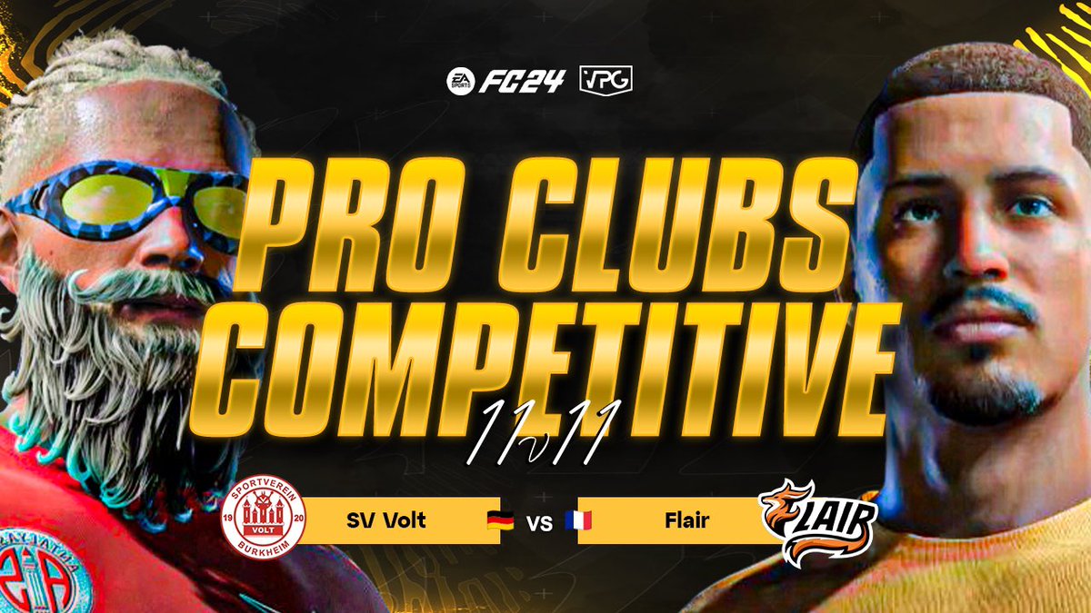 🔥 Competitive Pro Clubs 11v11 🏆 @VPGPremier ⚽️ @EASPORTSFC ℹ️ 20:45 UK Live 📺 🇩🇪 @VOLTBurkheim 🇫🇷 @FlairVPG 🎙️ Presented by @proclubs_weekly youtube.com/@Proclubsweekly 🦁 Let the games begin! 🇩🇪 Volt @iBoopUx @timson15x @Chica16x @xd_joeyyy @neurofunk74…
