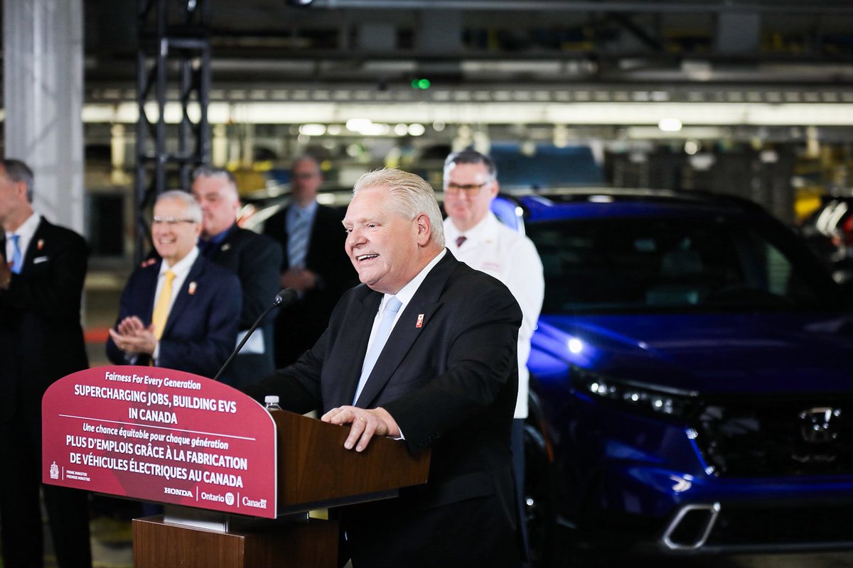 This morning, we announced a massive $15 billion investment that will see @Honda build and assemble electric vehicles right here in Ontario! This is the largest auto investment in Canadian history and will create thousands of new, good-paying manufacturing jobs for Ontario…