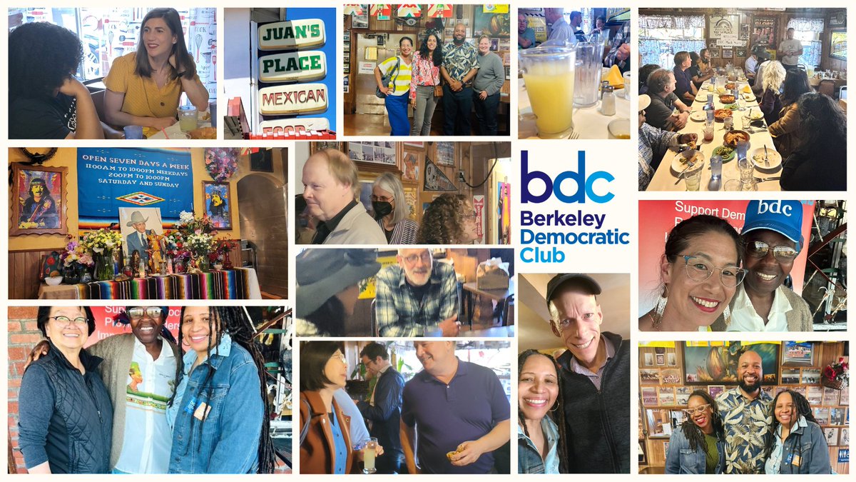 Success! Thanks for joining us, April Margaritas, at Juan’s Place. Your presence made it special and fun.  Special thanks to speakers Lateefah Simon for Congress & John Bauters for Alameda County Supervisor. Join the BDC Now! We rock democracy! berkeleydemocraticclub.com/home/bdc_membe…