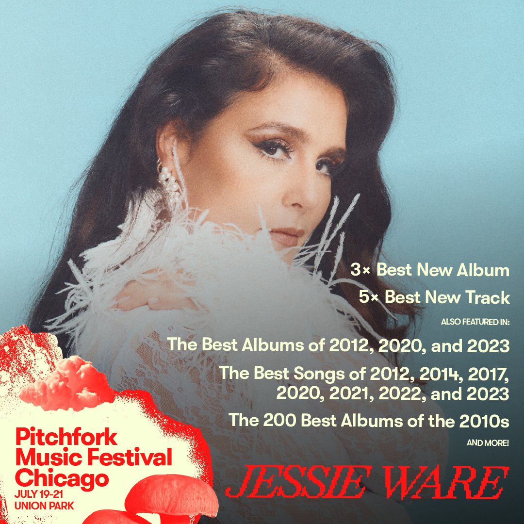 Saturday July 20th, @jessieware will hit the #P4kFest stage and perform a setlist that will surely make you feel! good! 🪩🪩🪩 Be there or be square, buy here: p4k.in/kBBNMby