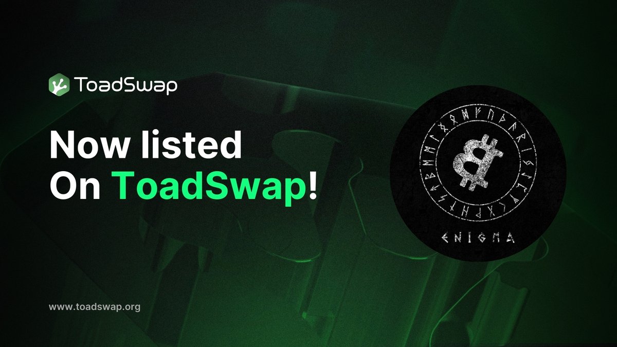 New ToadSwap listing: @EnigmaRunes Enigma Swap is an AMM DEX that is compatible with Runes. Enigma provide straightforward methods for token exchange and liquidity provision $TOAD #ToadSwap $ENIGMA