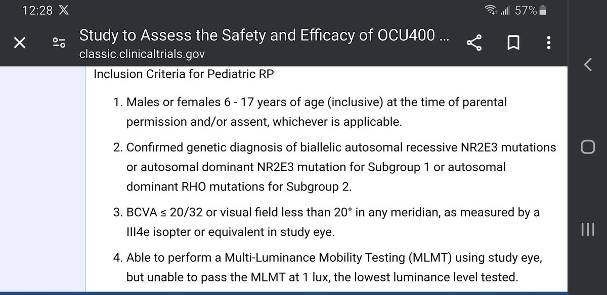 #OCUGEN #OCU400 
Don't forget the Phase 3 involve children 6 yrs of age and older ...Pediatric LCA and Pediatric RP!
How good is that!