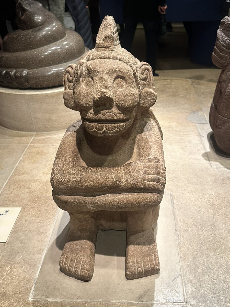 Sandstone statue of the Aztec god Mictlantecuhtli, dating to around 1350-1521 and on display in @britishmuseum The focus of a death cult, the god wears a skull mask. #mexico #aztec #mexica #aztecs #britishmuseum