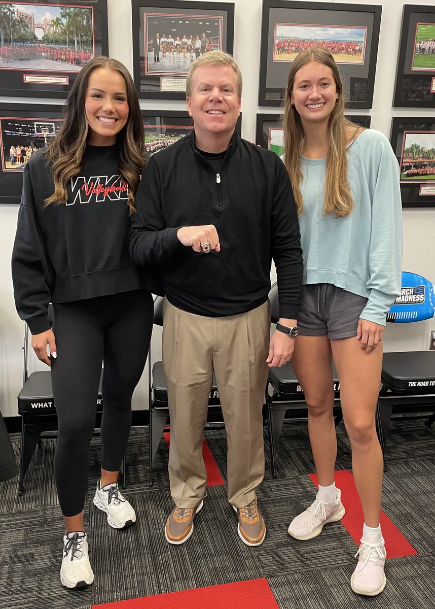 Appreciate @GabbyWeihe and @jotec12 delivering @WKUVolleyball’s 2023 championship ring! An annual tradition we don’t take for granted! 1 of only 12 VB programs in the nation to both win an NCAA Tournament match AND be ranked in the final top 25 poll in each of the last 5 seasons!