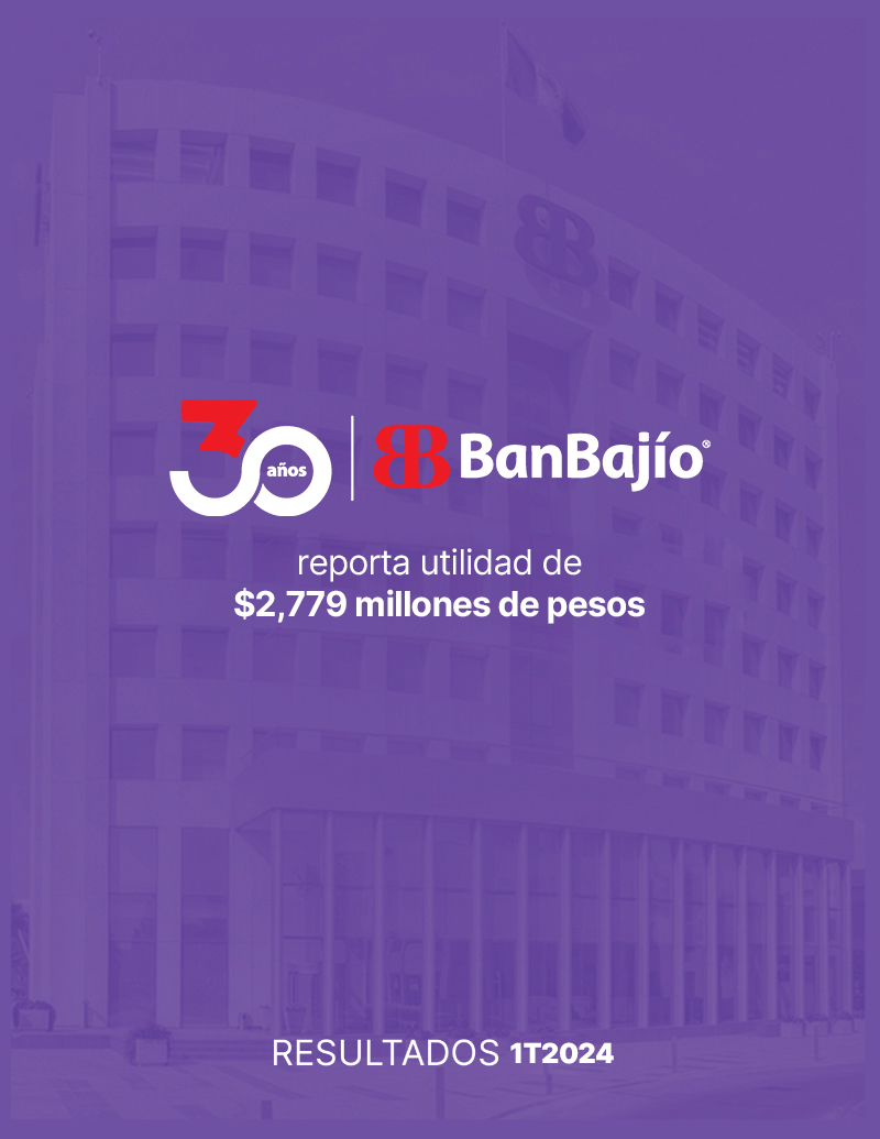 BanBajio_PRENSA's tweet photo. Reporta @BanBajioMX utilidad de $2,779 millones de pesos en el 1T 2024, 3.3% superior a lo alcanzado en el 1T 2023 https://t.co/uIMBOkOOkg