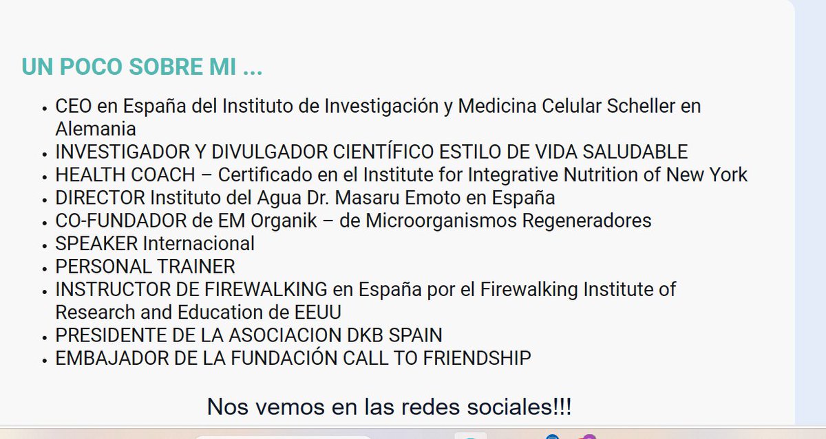 ¿Conocéis a Jesús Vivancos? En este chat están promocionando sus talleres. Entre sus llamativos títulos, es presidente de una asociación 'espiritista' e invita a 'expandir la consciencia' y 'liberarte de la Matrix' #SaludsinBulos #StopPseudociencias 👇