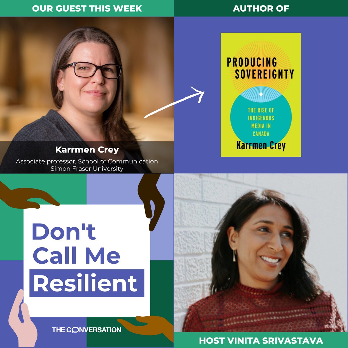 On the latest #DontCallMeResilient recorded on-site with an audience in Vancouver at @IronDogBooks, host @writevinita speaks with @karrmencrey, who is Stó:lō from Cheam First Nation, and an associate professor @sfuCMNS about Indigenous media makers taking control.