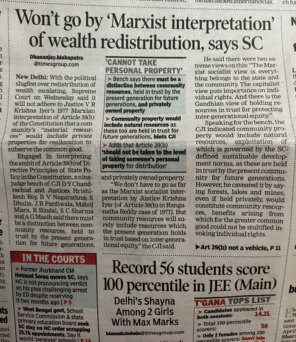 AnObserversView's tweet image. The Supreme Court says, “Won’t go by Marxist interpretation of wealth redistribution.” 

#WealthDistribution #CONgressAgainstHindus