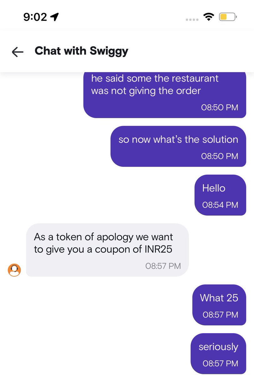 wonderlife_7's tweet photo. @SwiggyCares Here please see the conversation and screenshot https://t.co/2yqMxmrnEh