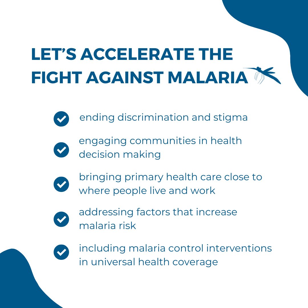 DID YOU KNOW?
There were 608,000 malaria deaths in 2022, and 94% of all malaria cases are in the African Region.
Today is #WorldMalariaDay ! Let's accelerate the fight against malaria for a more equitable world through: ⤵️