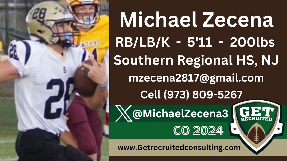 Michael Zecena - CO 2024 - RB/LB/K - 5'11 200lbs - 3.4 GPA - Fluid, Smooth, Fast, Tough, & Competitive - Profile: getrecruitedconsulting.com/recruit/michae… @PaceUFootball1 @FPUniversity @DiginMules @MoravianFB @Montclair_FB @AICFootball @SCSUFB @MichaelZecena3 @1of1lifeskills @Coach_Brady #college