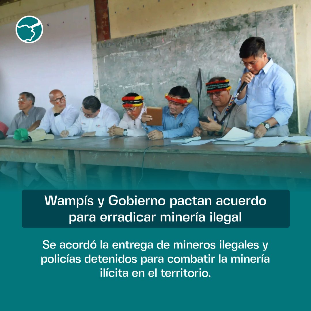 El Gobierno Territorial Autónomo de la Nación Wampís y representantes del Estado unen fuerzas para combatir la minería ilegal de oro. Se acordó la entrega de seis mineros ilegales y tres policías detenidos como la creación de un grupo multisectorial. 🌿🛑 inforegion.pe/wampis-y-gobie…