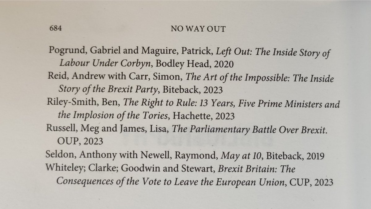 It is great to see Meg Russell and @james_lisak's The Parliamentary Battle Over Brexit in the bibliography of @ShippersUnbound's new book. If you cannot get enough of Brexit and parliament after reading No Way Out, why not buy a copy 👉 ucl.ac.uk/constitution-u….