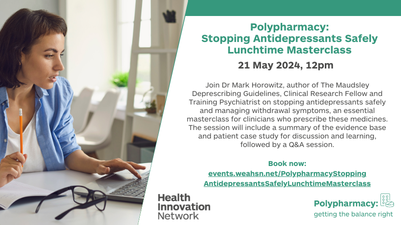 Amy Semple (@amysemple76) on Twitter photo Want to know how to stop antidepressants safely? Join <a href="/HealthInnovNet/">Health Innovation Network</a> lunch & learn with Guest Speaker <a href="/markhoro/">Mark Horowitz @markhoro.bsky.social</a> on 21 May register here events.weahsn.net/PolypharmacySt… <a href="/PrescQIPP/">PrescQIPP CIC</a> <a href="/clarehm123/">Clare Howard</a> <a href="/TonyAvery1/">Tony Avery</a> <a href="/rcgp/">Royal College of General Practitioners</a> <a href="/rpharms/">Royal Pharmaceutical Society</a> <a href="/pcpa_org/">The PCPA</a> Want to know how to stop antidepressants safely? Join <a href="/HealthInnovNet/">Health Innovation Network</a> lunch & learn with Guest Speaker <a href="/markhoro/">Mark Horowitz @markhoro.bsky.social</a> on 21 May register here events.weahsn.net/PolypharmacySt… <a href="/PrescQIPP/">PrescQIPP CIC</a> <a href="/clarehm123/">Clare Howard</a> <a href="/TonyAvery1/">Tony Avery</a> <a href="/rcgp/">Royal College of General Practitioners</a> <a href="/rpharms/">Royal Pharmaceutical Society</a> <a href="/pcpa_org/">The PCPA</a>
