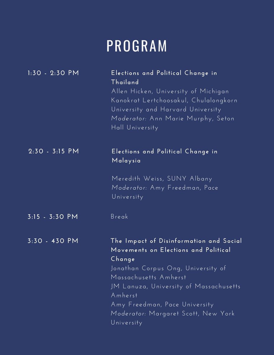 NYSEA_network's tweet photo. 📣 Attention enthusiasts of Southeast Asian politics! 📣  

There is still time to register for NYSEAN's conference on "Elections and Political Change in Southeast Asia Conference" at NYU! Join us this Friday, April 26th: https://t.co/pJt21Sim5k https://t.co/CDWe9gs9QF