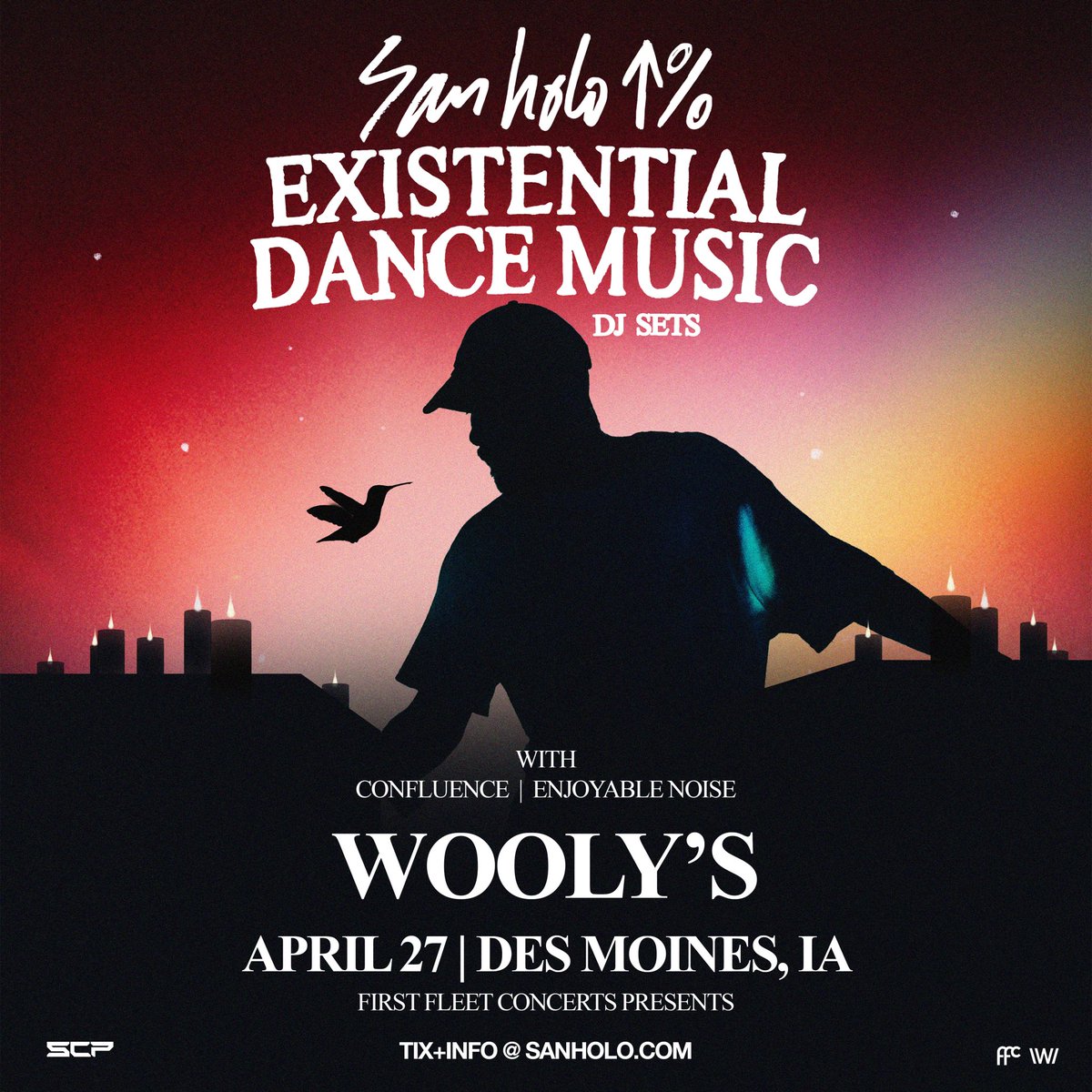 ✨ARTIST SPOTLIGHT✨
<a href="/confluencemusic/">Confluence Music</a>, from DSM IA, is an artist that inspires a sense of drive &amp; wonder. He uses his music to tell a story, taking his audience to another realm. We are elated to have him on support for <a href="/sanholobeats/">San Holo ↑% ⚠️</a> at <a href="/Woolysdm/">Wooly's</a> ! Join us!