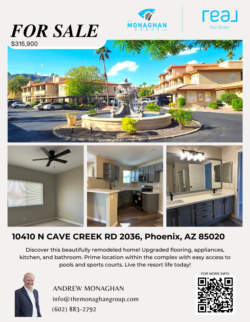 ✨ Stunning renovation alert! 🏡 Upgraded flooring, appliances, and remodeled kitchen/bathroom. Enjoy access to pools and sports courts. Resort-style living starts here! 🌟 FOR MORE INFO: bit.ly/10410NCaveCree… #themonaghangroup #arizonahomes #arizonarealestate #RealBroker