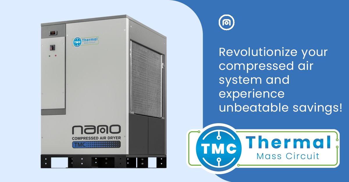 nano_experience's tweet photo. Experience the revolution in Thermal Mass Circuit Technology! Our NEW TMC Thermal Mass cycling refrigerated dryers boast unrivaled precision, a consistent dew point range, and incredible energy savings.  https://t.co/4Fpq0cqFgK #Refrigerated Dryers #UtilityRebates https://t.co/gn3ACG6KjE