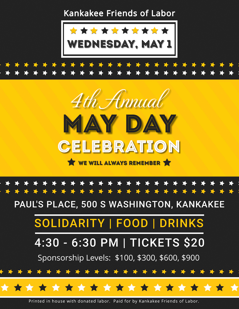 martaperales's tweet photo. We hope you are able to join us for solidarity, food and drinks at the 4th Annual May Celebration hosted by the Kankakee Friends of Labor. The weather will be nice so we will utilize Paul's Place patio about a block north of the Kankakee River. https://t.co/361ba2sQqg https://t.co/ZE5HvbL74I