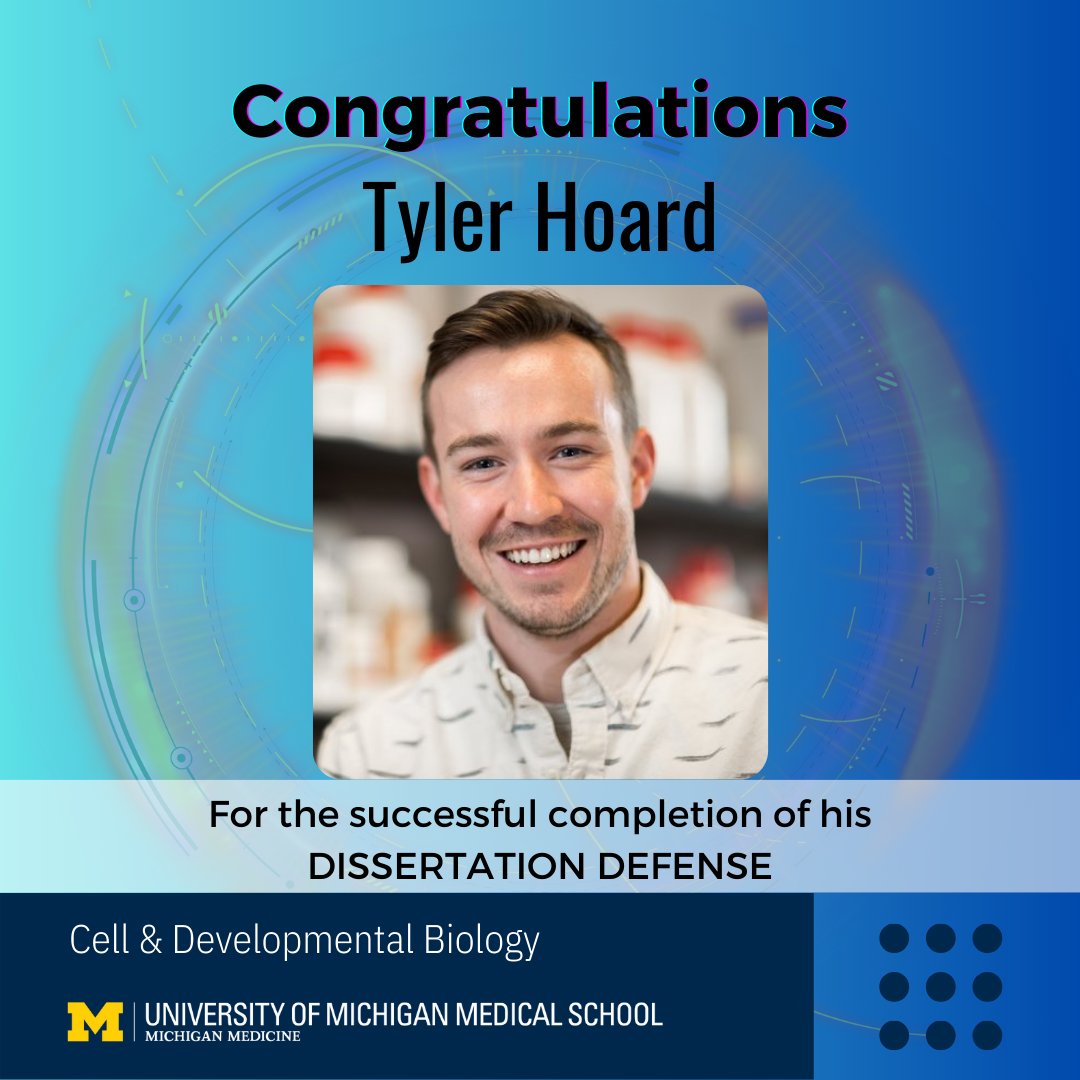 UMCDB (@umcdb) on Twitter photo Congratulations to Tyler Hoard!
Tyler (Allen Lab) successfully defended his thesis, “The Secret Lives of Semaphorin Receptors: Novel Roles for Plexins and Neuropilins in Hedgehog and Wnt Signaling,” on April 25, 2024
#dissertation #achievement #PhD #congratulations Congratulations to Tyler Hoard!
Tyler (Allen Lab) successfully defended his thesis, “The Secret Lives of Semaphorin Receptors: Novel Roles for Plexins and Neuropilins in Hedgehog and Wnt Signaling,” on April 25, 2024
#dissertation #achievement #PhD #congratulations