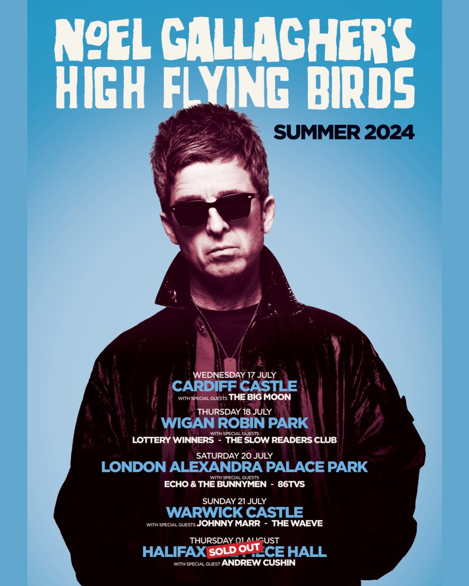 Summer is just around the corner! All remaining tickets are on sale now, don’t miss out ☀️ Tickets - noelgallagher.com/live