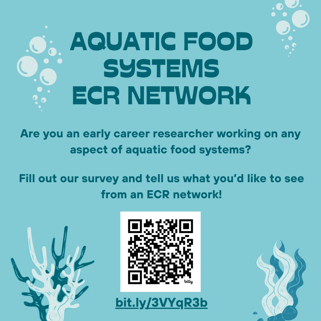 Are you an early career researcher in aquatic food systems? @CathrineBaun & @UrjaThakrar have created a survey to evaluate interest and learn what early career researchers would like to see from a network. Find the survey here: bit.ly/3VYqR3b