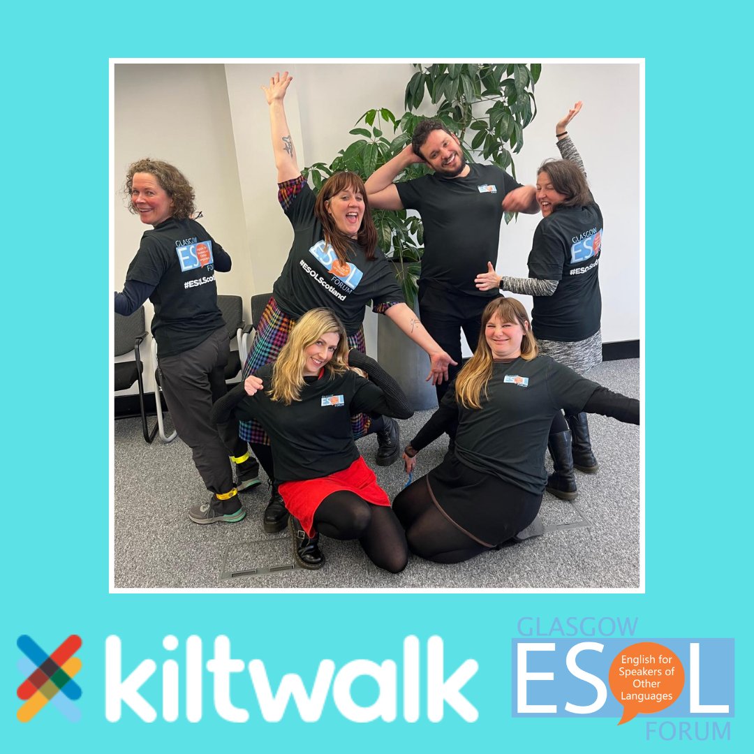 We are Kiltwalking on Sunday! 14 of us have taken on the challenge of walking 22.6 or 14 miles.  Every ££ raised will go towards supporting adults learning English & Kiltwalk top up your donations by 25%
Go on.. it's pay day! #ESOLScotland #KiltwalkGlasgow
justgiving.com/team/glasgowes…