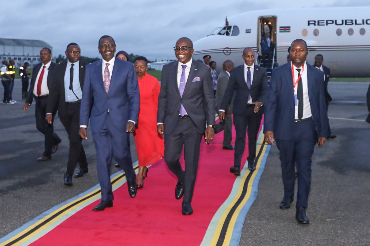 President William Ruto @WilliamsRuto arrives at Dar Es Salam, Tanzania.