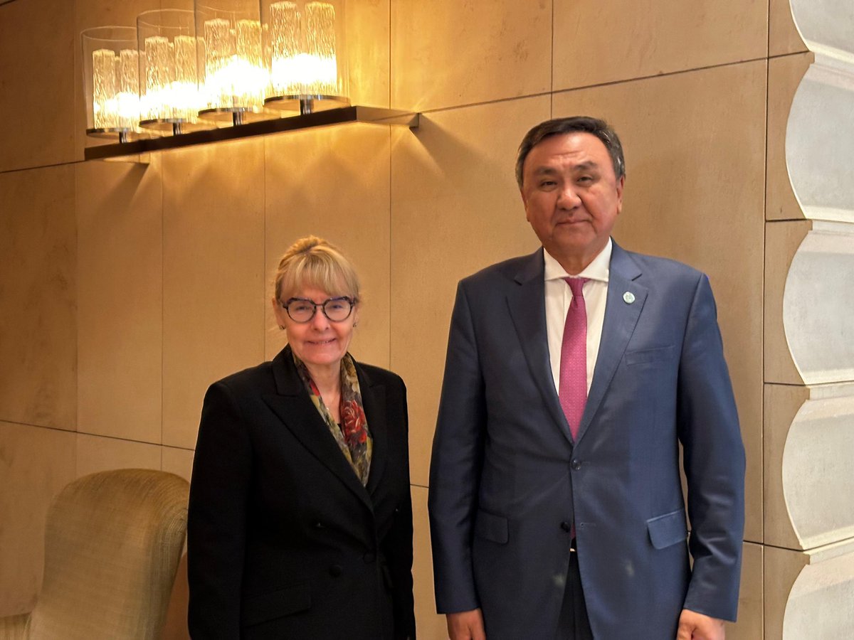 In #Geneva today, I had a very fruitful meeting with H.E. Ms. @TerhiHakala, European Union Special Representative for Central Asia @EUSR_CA. Delighted with the insightful discussions, which are paving the way for enhanced collaboration between our institutions and regions.