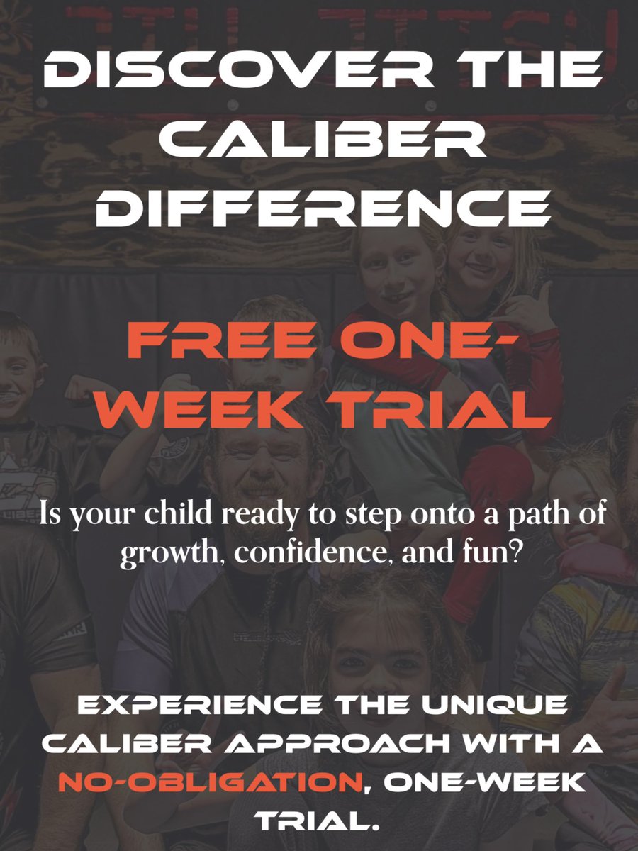 CaliberJiuJitsu's tweet photo. Every child’s journey to confidence and strength starts with a single step. 

At Caliber, it’s about more than Jiu-Jitsu; it’s about growing resilient, happy kids. Come see the difference, with a week on us. Let’s grow together.

https://t.co/HNA7WWGds1

#CaliberBJj https://t.co/V1qOIA3Nat
