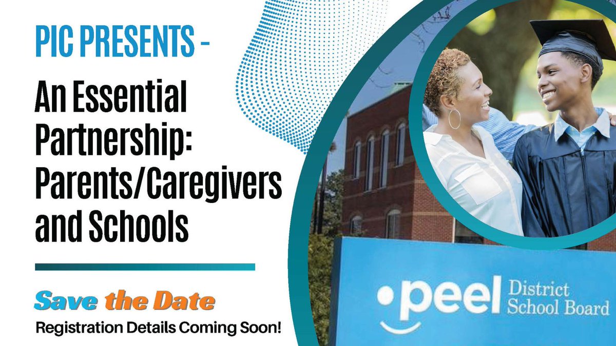 Save the date! PIC presents An Essential Partnership: Parents/Caregivers and Schools Tuesday, June 11, 5:30-9:00 p.m. at David Suzuki S.S., 45 Daviselm Drive, Brampton. Registration details coming soon!
