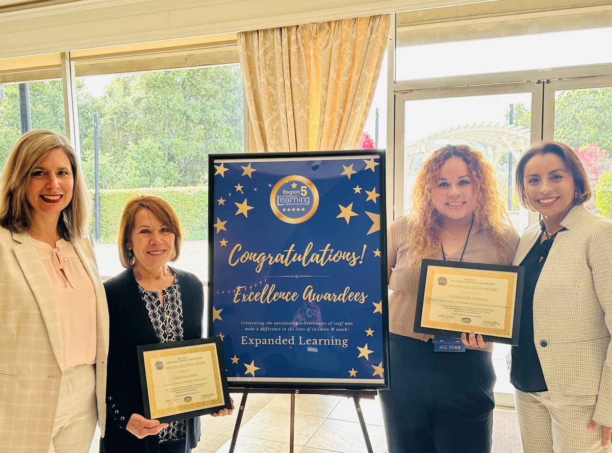 At the inaugural Region 5 @CaELPrograms Excellence Awards this morning we recognized two of our outstanding staff! We appreciate them and the quality of enrichment programs & heartfelt care from our extended learning staff in all schools serving close to 2,000 of our students